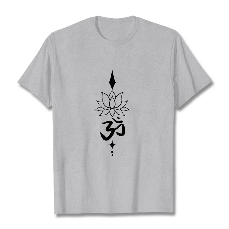 Maglietta Buddha Stones e simbolo Om e loto - Grigio chiaro - 2XL - image 10