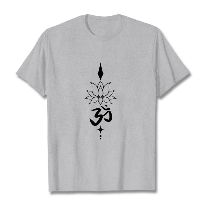 Maglietta Buddha Stones e simbolo Om e loto - Grigio chiaro - 2XL - image 10