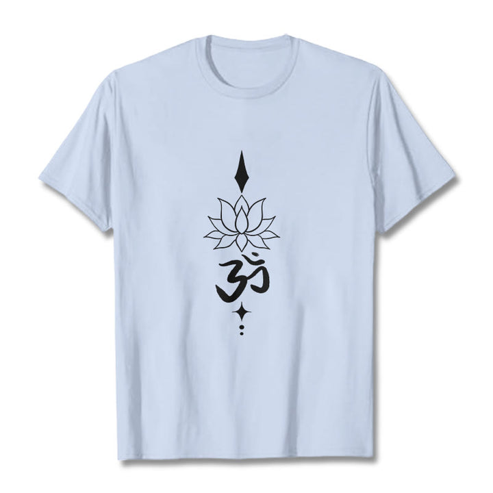 Maglietta Buddha Stones e simbolo Om e loto - Ciano chiaro - 2XL - image 14