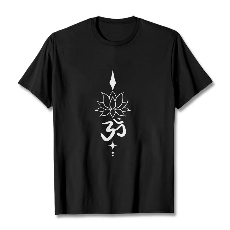 Maglietta Buddha Stones e simbolo Om e loto - Nero - 2XL - image 1