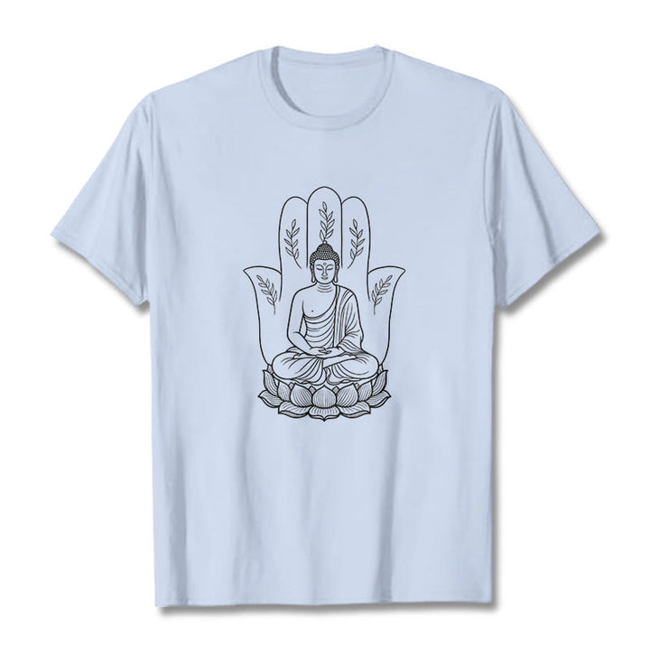 Buddha Stones in meditazione, Buddha seduto, mani, foglie e base di loto - Ciano chiaro - 2XL - image 18