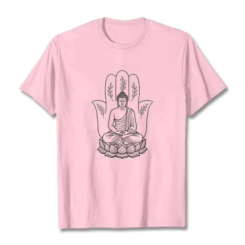 Buddha Stones in meditazione, Buddha seduto, mani, foglie e base di loto - Rosa chiaro - 2XL - image 12