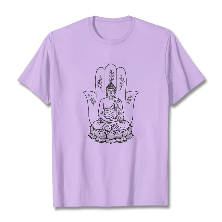 Buddha Stones in meditazione, Buddha seduto, mani, foglie e base di loto - Prugna - 2XL - image 16