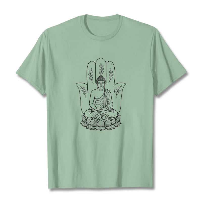 Buddha Stones in meditazione, Buddha seduto, mani, foglie e base di loto - Verde pallido - 2XL - image 15