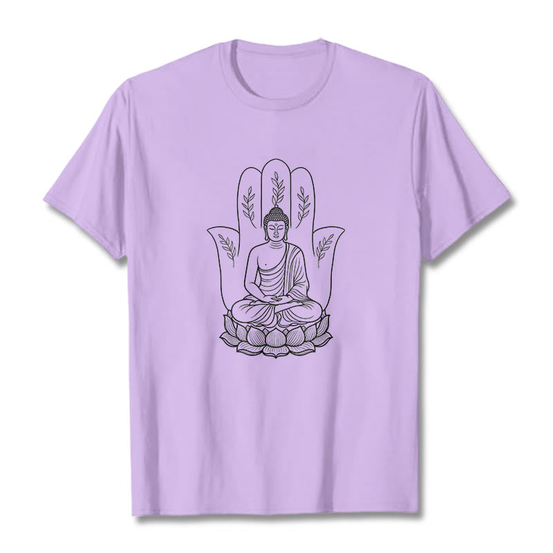 Buddha Stones in meditazione, Buddha seduto, mani, foglie e base di loto - Prugna - 2XL - image 17