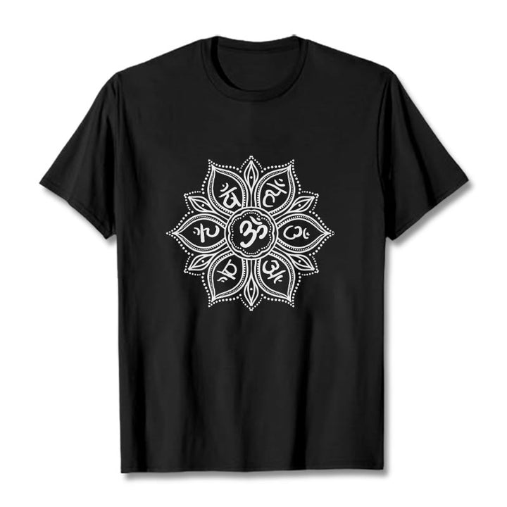 T-shirt Buddha Stones Mandala Flower Om Mani Padme Hum Mantra Tee - Nero - 2XL - image 4