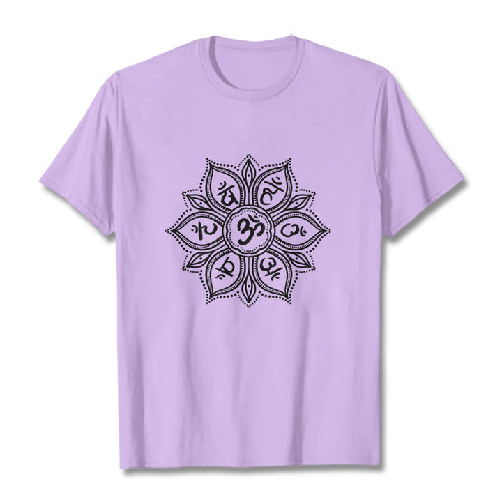 T-shirt Buddha Stones Mandala Flower Om Mani Padme Hum Mantra Tee - Prugna - 2XL - image 17