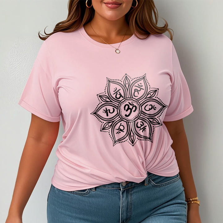 T-shirt Buddha Stones Mandala Flower Om Mani Padme Hum Mantra Tee - image 14