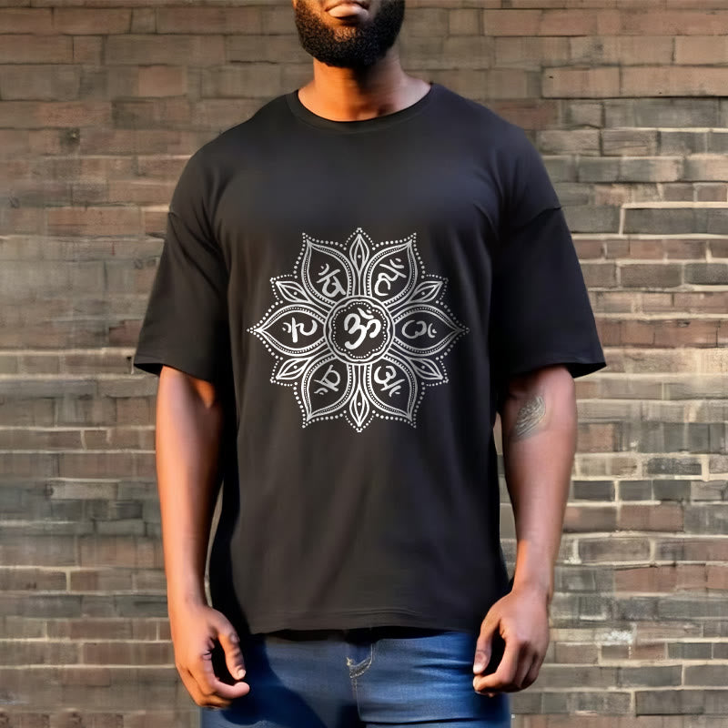 T-shirt Buddha Stones Mandala Flower Om Mani Padme Hum Mantra Tee - image 6