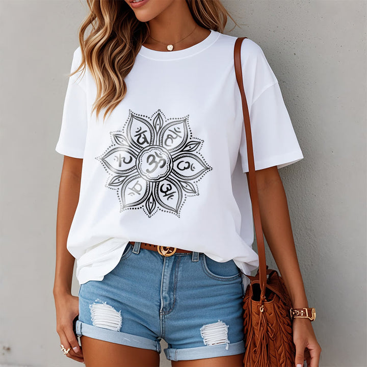 T-shirt Buddha Stones Mandala Flower Om Mani Padme Hum Mantra Tee - image 10