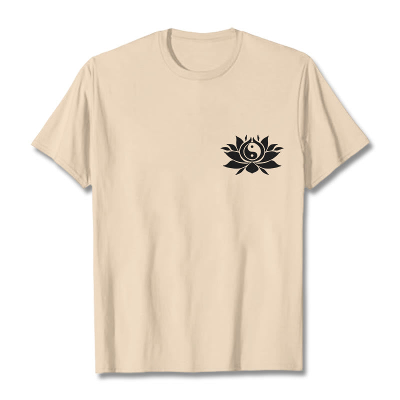 Maglietta con motivo a fiori di loto con Buddha Stones Yin Yang - Biscotto - 2XL - image 13