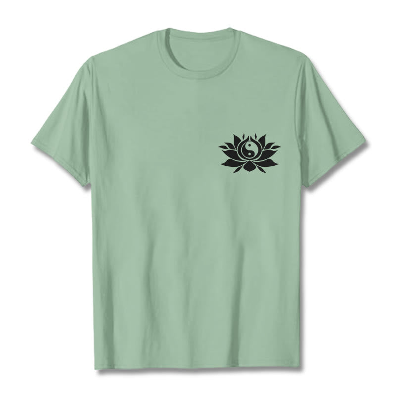 Maglietta con motivo a fiori di loto con Buddha Stones Yin Yang - Verde pallido - 2XL - image 15