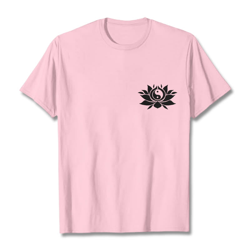 Maglietta con motivo a fiori di loto con Buddha Stones Yin Yang - Rosa chiaro - 2XL - image 17