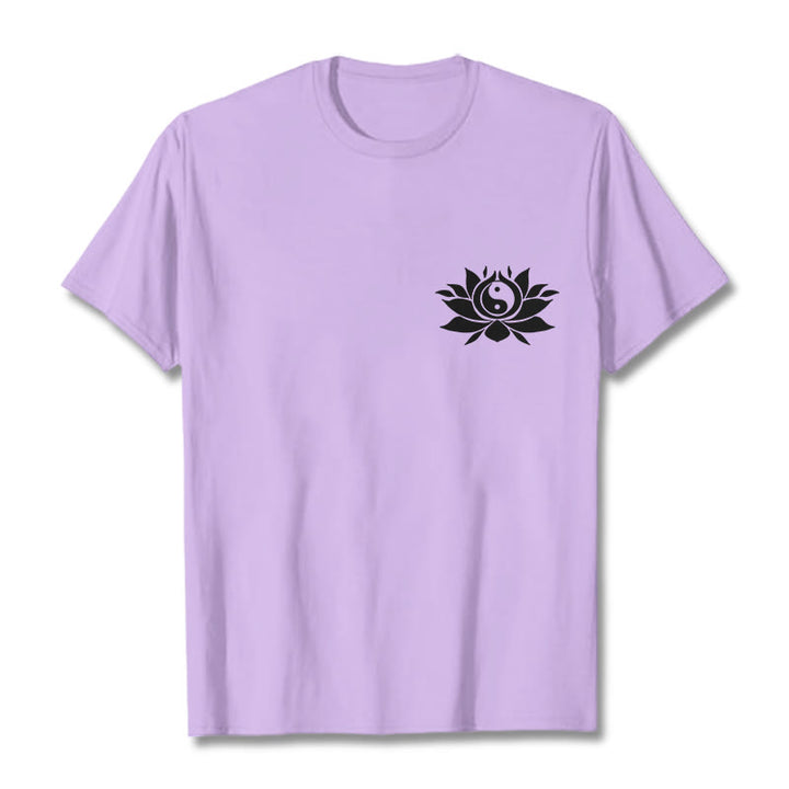 Maglietta con motivo a fiori di loto con Buddha Stones Yin Yang - Prugna - 2XL - image 19