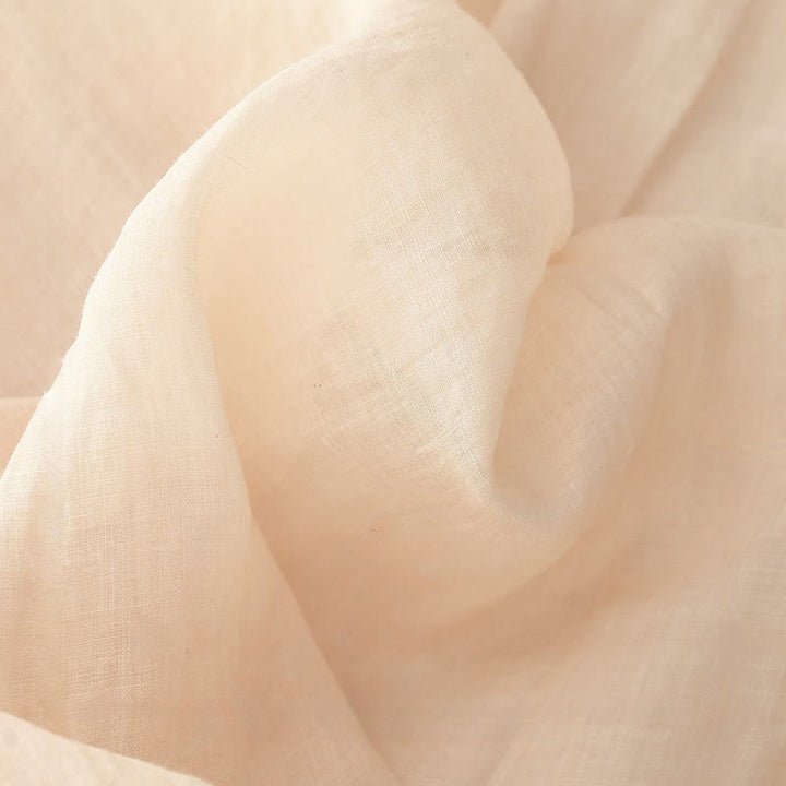 Abito midi in cotone e lino a maniche lunghe con tasche, ricamo di Buddha Stones e bottoni - image 10