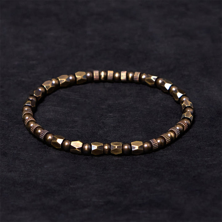 Bracciale portafortuna in ottone e rame con design irregolare e retrò, effetto anticato, Buddha Stones