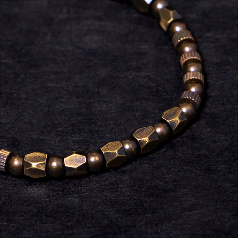 Bracciale portafortuna in ottone e rame con design irregolare e retrò, effetto anticato, Buddha Stones