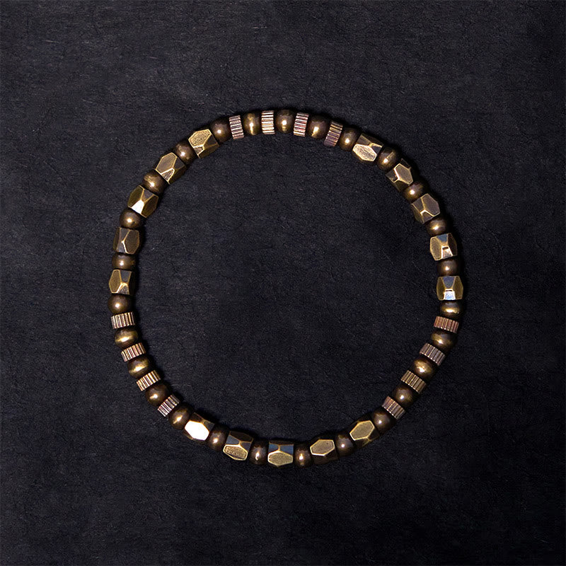 Bracciale portafortuna in ottone e rame con design irregolare e retrò, effetto anticato, Buddha Stones