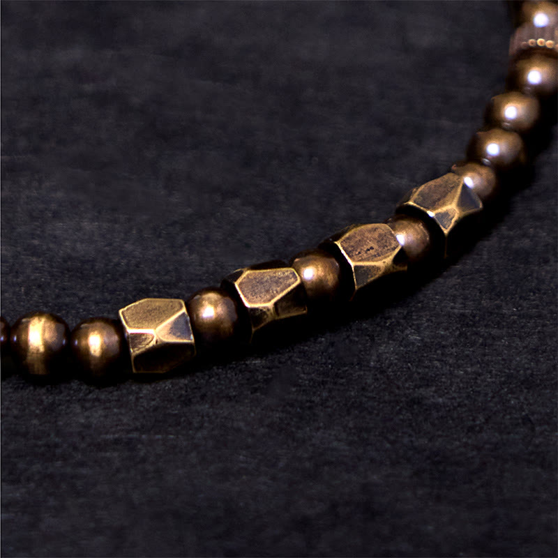 Braccialetto della ricchezza con perline di ottone e rame, stile vintage e semplice, in stile Buddha Stones