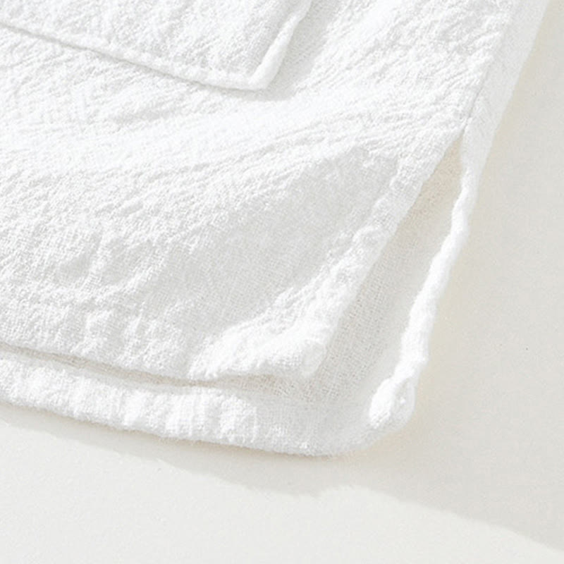 Camicia da uomo in cotone e lino a maniche corte con tasche, modello Buddha Stones, bottoni casual, colletto alto - image 11