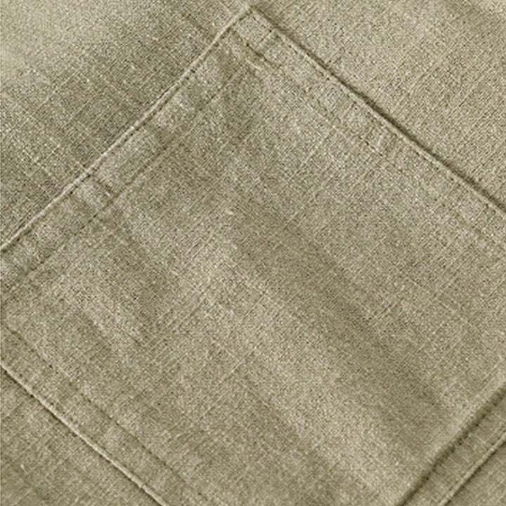 Camicia da uomo in cotone e lino a maniche lunghe con risvolto tinta unita, modello Buddha Stones Commute Fall, con tasca - image 30