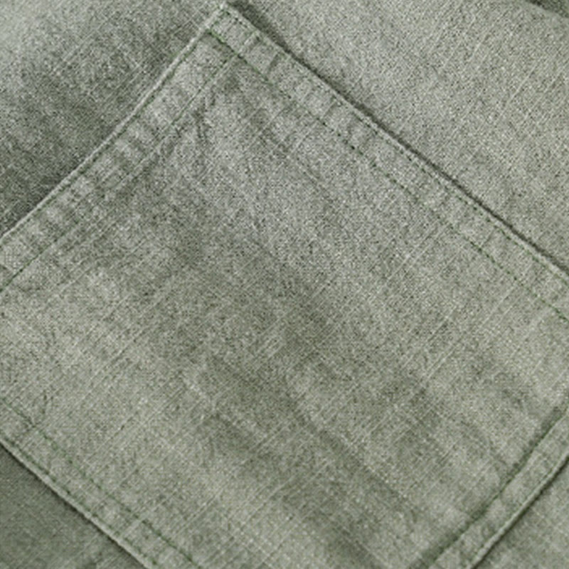 Camicia da uomo in cotone e lino a maniche lunghe con risvolto tinta unita, modello Buddha Stones Commute Fall, con tasca - image 24