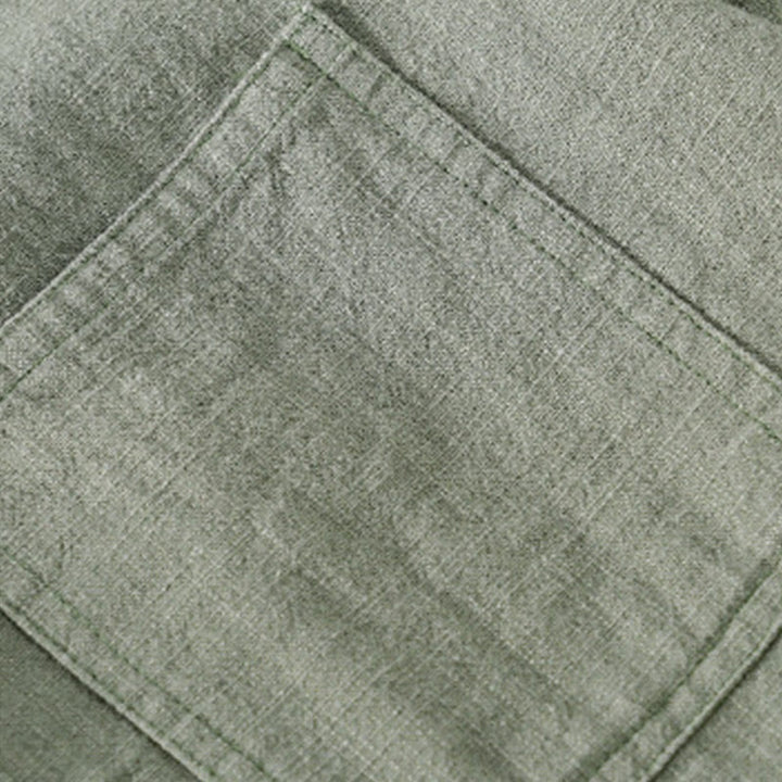 Camicia da uomo in cotone e lino a maniche lunghe con risvolto tinta unita, modello Buddha Stones Commute Fall, con tasca - image 24