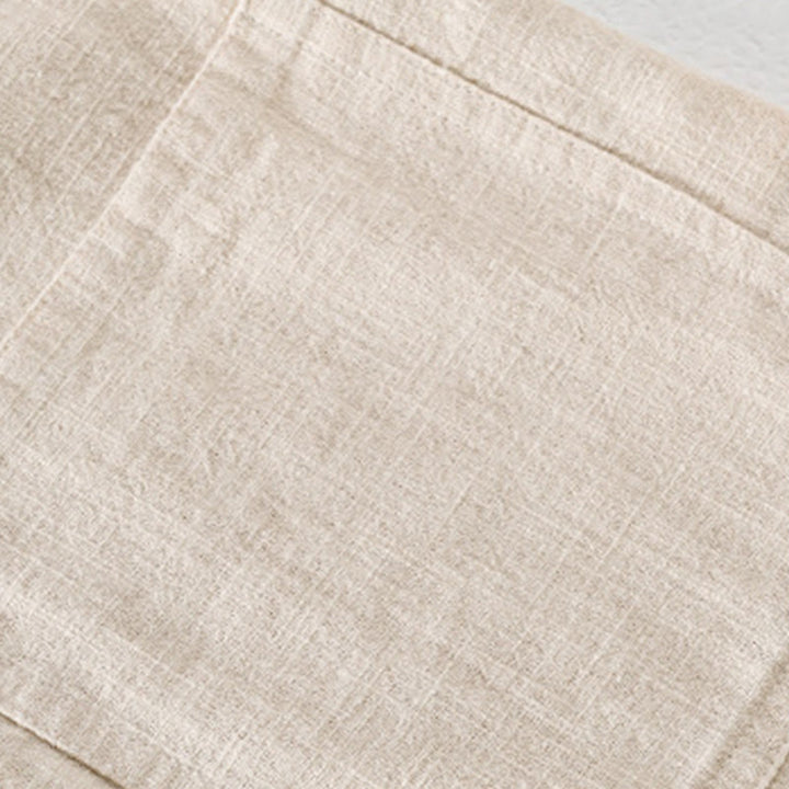 Camicia da uomo in cotone e lino a maniche lunghe con risvolto tinta unita, modello Buddha Stones Commute Fall, con tasca - image 6