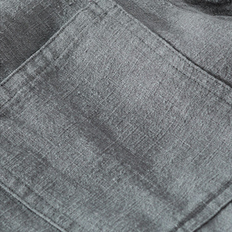 Camicia da uomo in cotone e lino a maniche lunghe con risvolto tinta unita, modello Buddha Stones Commute Fall, con tasca - image 13