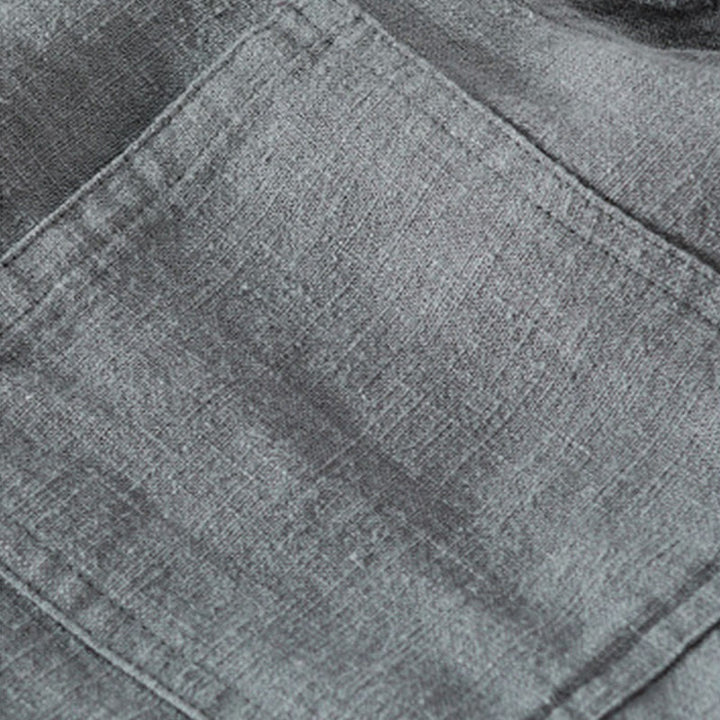 Camicia da uomo in cotone e lino a maniche lunghe con risvolto tinta unita, modello Buddha Stones Commute Fall, con tasca - image 13