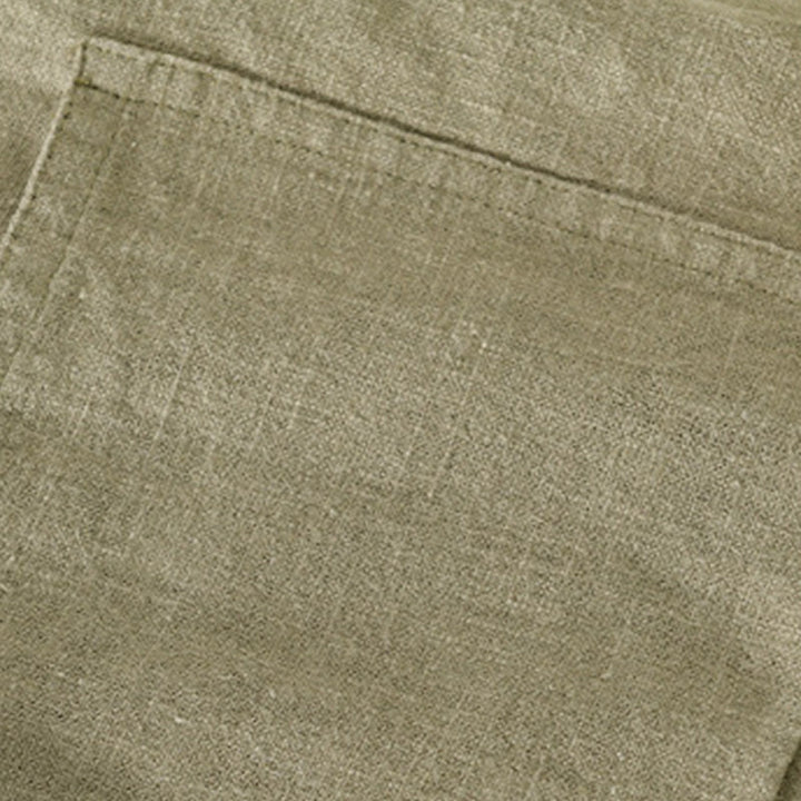 Camicia da uomo in cotone e lino a maniche lunghe con risvolto tinta unita, modello Buddha Stones Commute Fall, con tasca - image 31