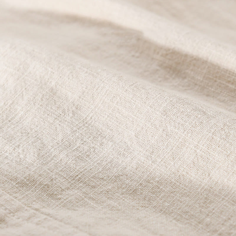 Camicia da uomo in cotone e lino a maniche lunghe con risvolto tinta unita, modello Buddha Stones Commute Fall, con tasca - image 5