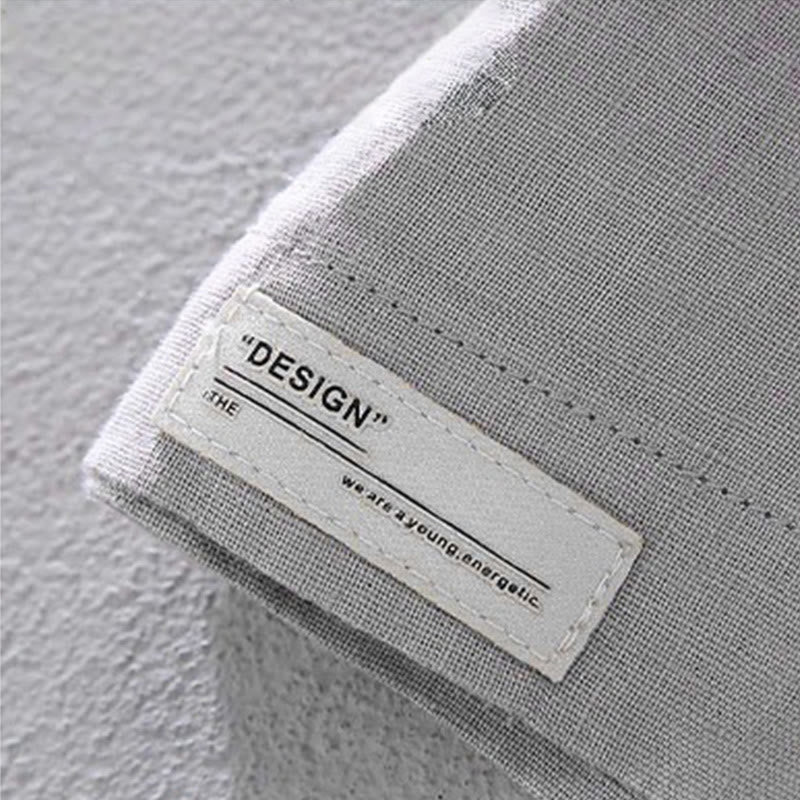 Camicia da uomo in lino a maniche corte con scollo rotondo e design semplice con taschino Buddha Stones - image 7