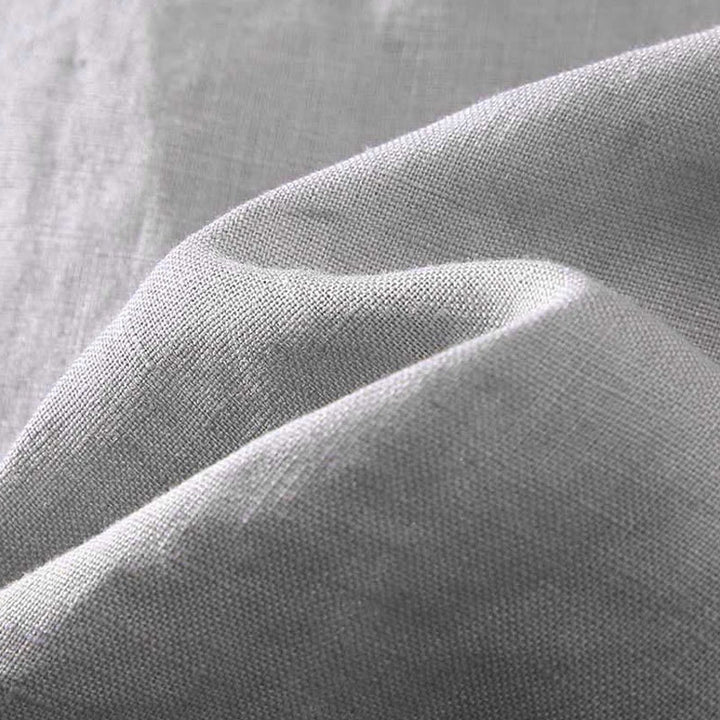 Camicia da uomo in lino a maniche corte con scollo rotondo e design semplice con taschino Buddha Stones - image 6