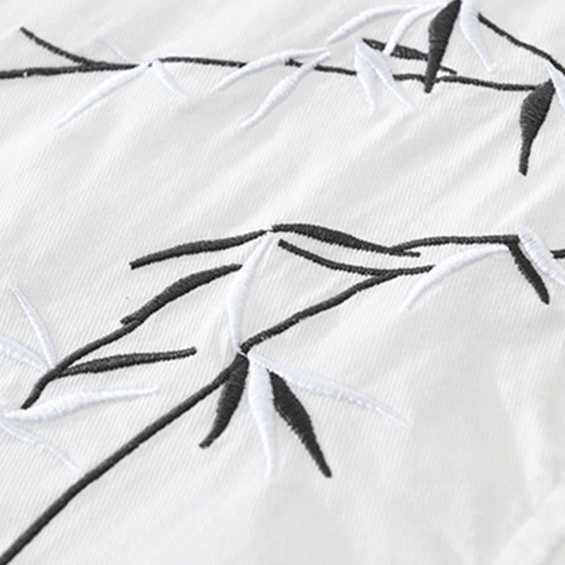 Maglietta da uomo in cotone a maniche corte con ricamo artistico e motivo semplice in bambù, motivo Buddha Stones - image 6