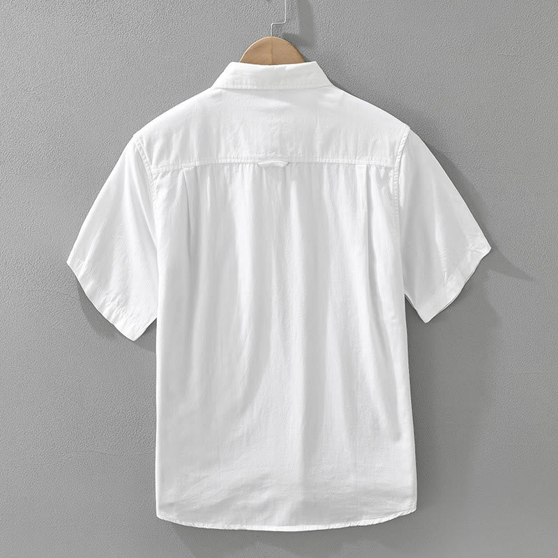 Maglietta da uomo in cotone a maniche corte con ricamo artistico e motivo semplice in bambù, motivo Buddha Stones - image 2