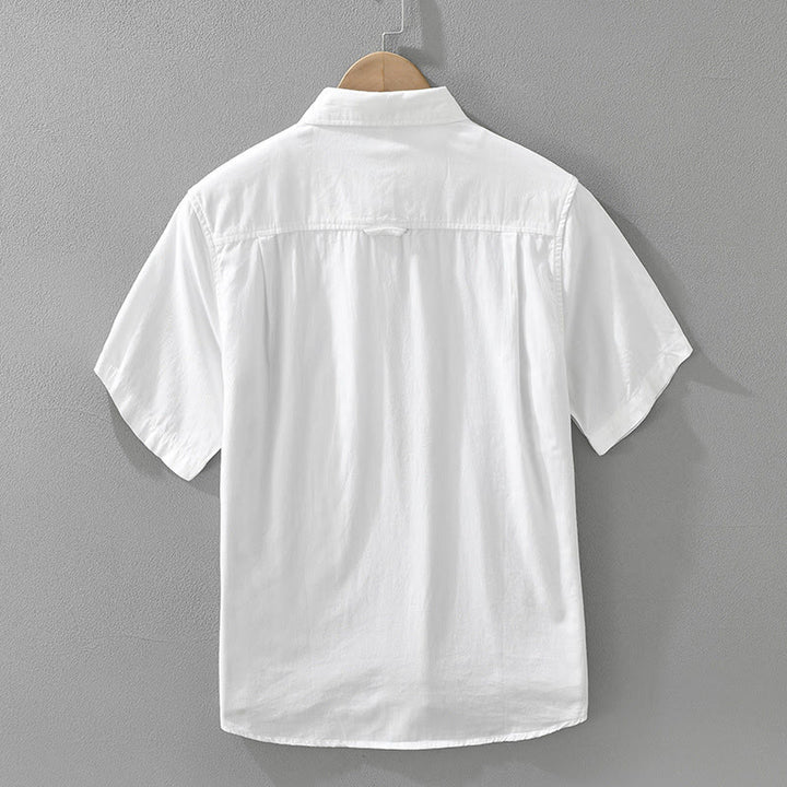 Maglietta da uomo in cotone a maniche corte con ricamo artistico e motivo semplice in bambù, motivo Buddha Stones - image 2