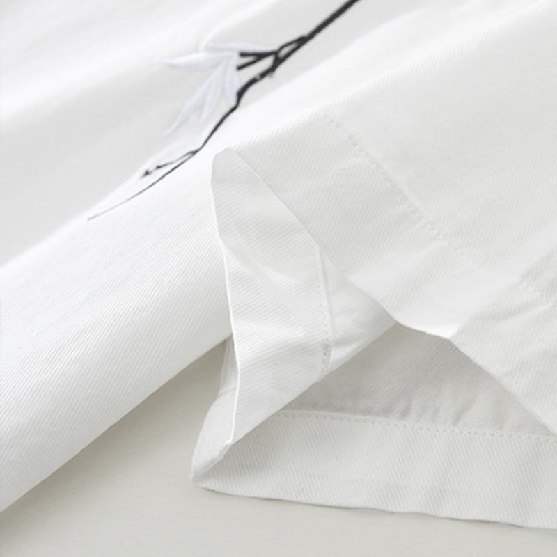 Maglietta da uomo in cotone a maniche corte con ricamo artistico e motivo semplice in bambù, motivo Buddha Stones - image 11