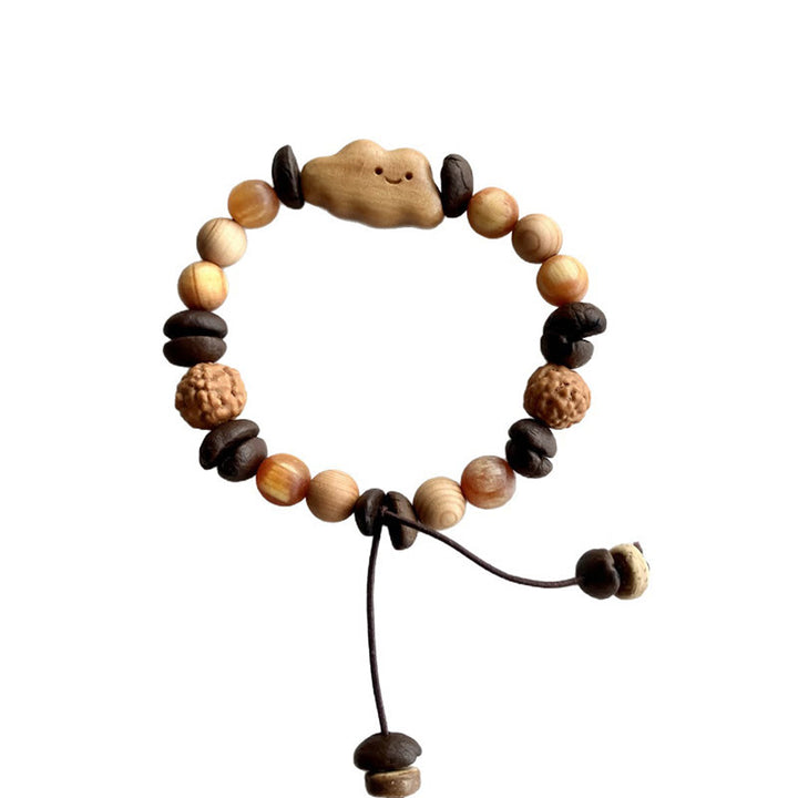 Bracciale di protezione in legno di sandalo con chicchi di caffè e nuvola irregolare naturale Buddha Stones - image 7