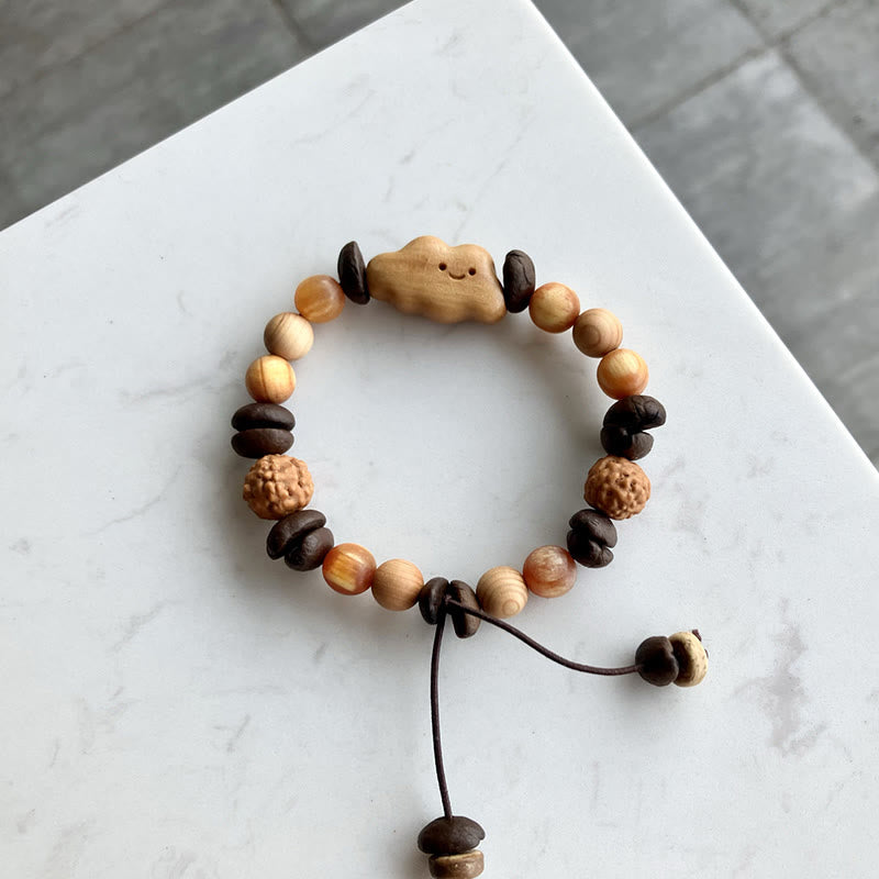 Bracciale di protezione in legno di sandalo con chicchi di caffè e nuvola irregolare naturale Buddha Stones - image 2