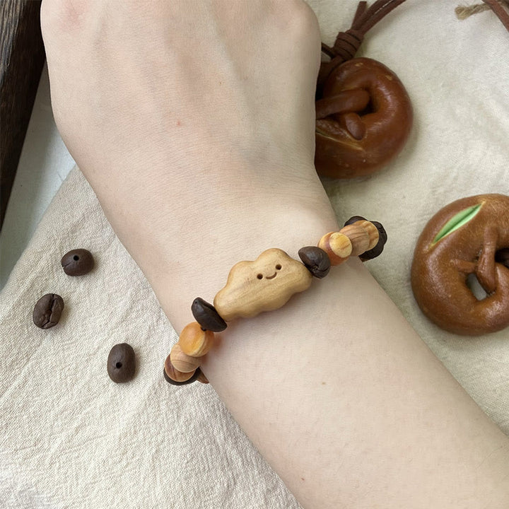Bracciale di protezione in legno di sandalo con chicchi di caffè e nuvola irregolare naturale Buddha Stones - image 4
