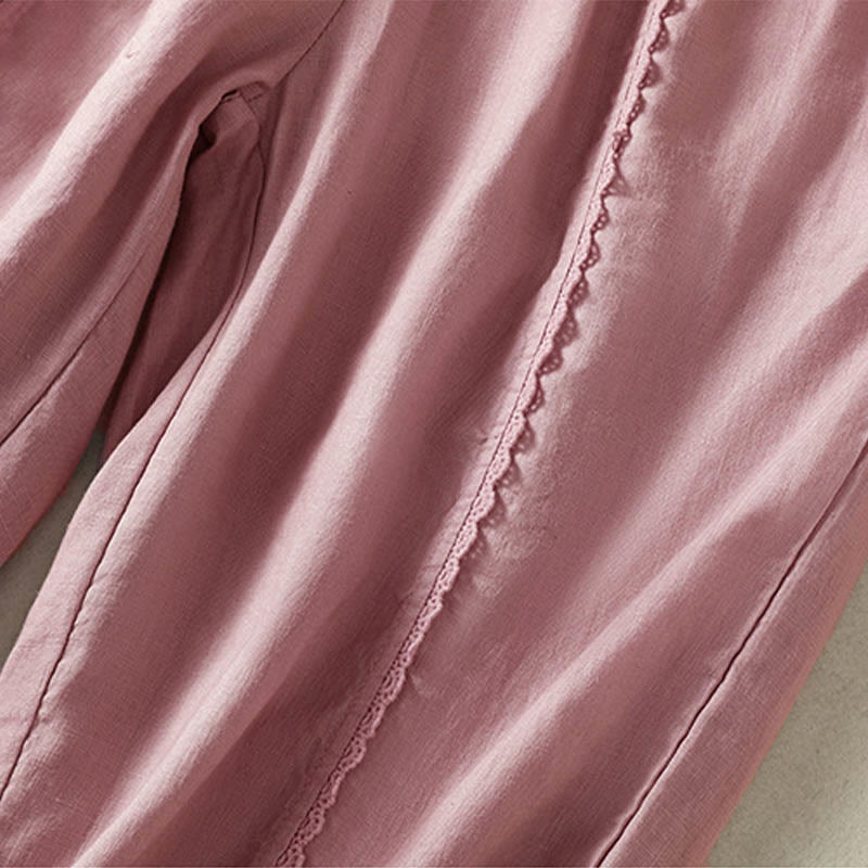 Pantaloni harem da donna in cotone e lino, con tasche, modello Buddha Stones, casual, in pizzo semplice, lunghezza 7-8 - image 13