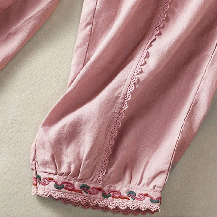 Pantaloni harem da donna in cotone e lino, con tasche, modello Buddha Stones, casual, in pizzo semplice, lunghezza 7-8 - image 14