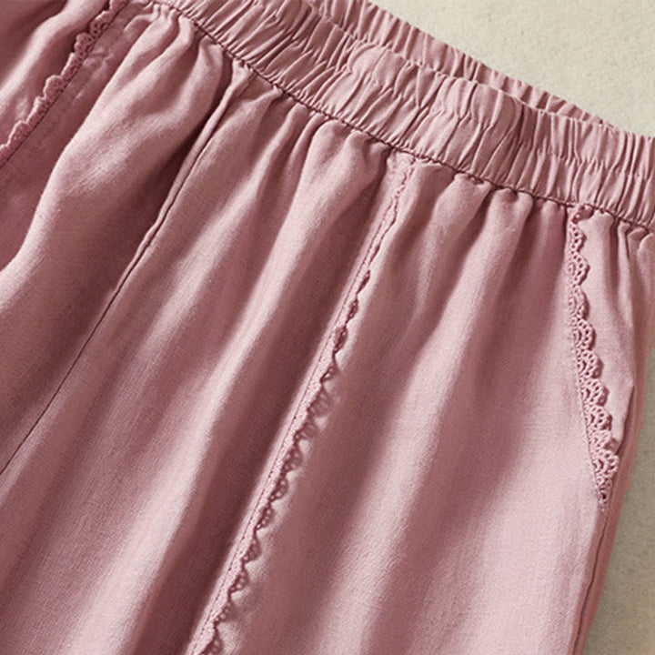 Pantaloni harem da donna in cotone e lino, con tasche, modello Buddha Stones, casual, in pizzo semplice, lunghezza 7-8 - image 11