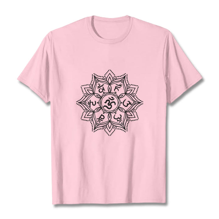 T-shirt con Buddha Stones Mandala Flower Om Mani Padme Hum Sanscrito Mantra - Rosa chiaro - 2XL - image 13