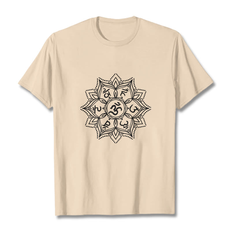T-shirt con Buddha Stones Mandala Flower Om Mani Padme Hum Sanscrito Mantra - Biscotto - 2XL - image 10