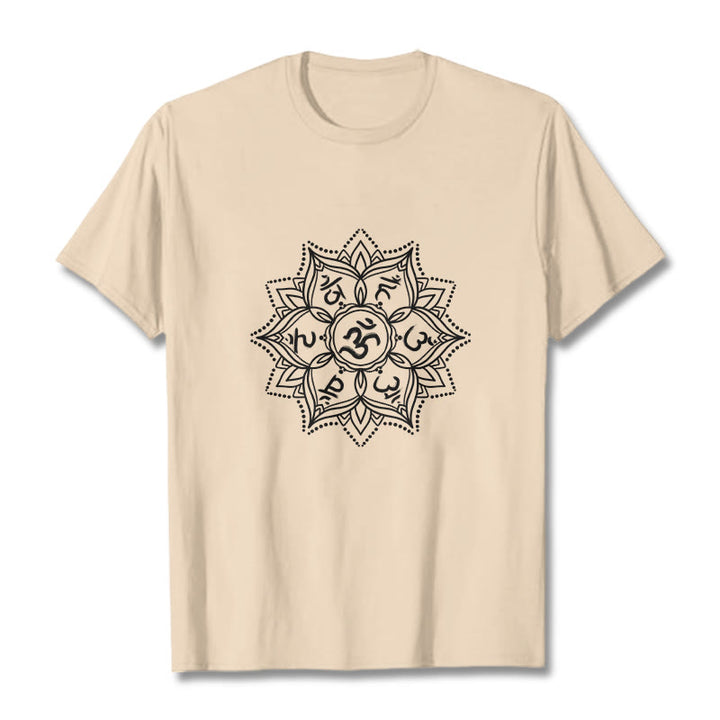 T-shirt con Buddha Stones Mandala Flower Om Mani Padme Hum Sanscrito Mantra - Biscotto - 2XL - image 10
