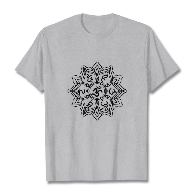 T-shirt con Buddha Stones Mandala Flower Om Mani Padme Hum Sanscrito Mantra - Grigio chiaro - 2XL - image 19