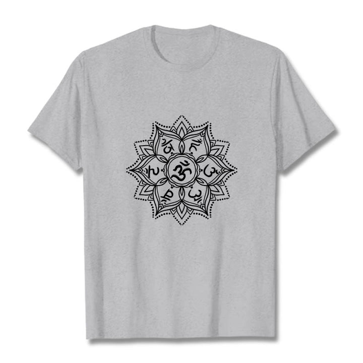 T-shirt con Buddha Stones Mandala Flower Om Mani Padme Hum Sanscrito Mantra - Grigio chiaro - 2XL - image 20