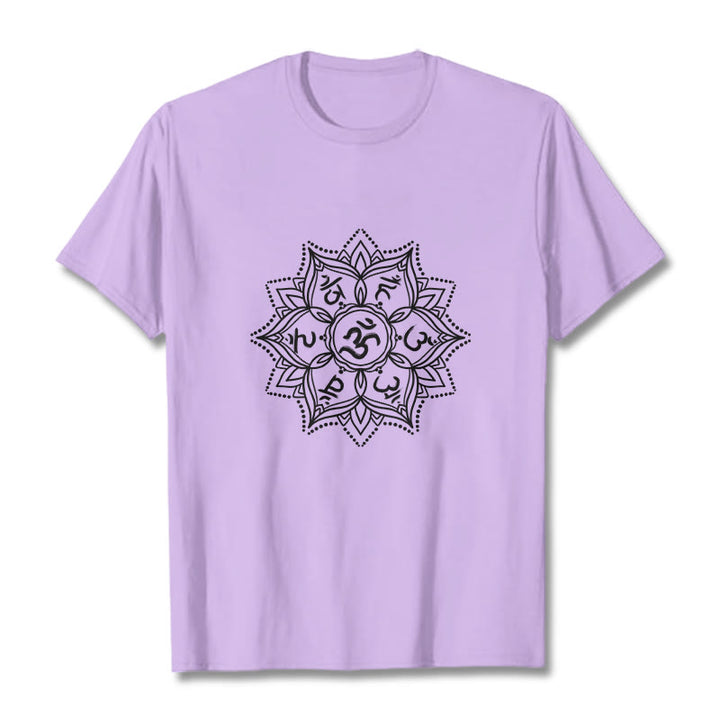 T-shirt con Buddha Stones Mandala Flower Om Mani Padme Hum Sanscrito Mantra - Prugna - 2XL - image 16